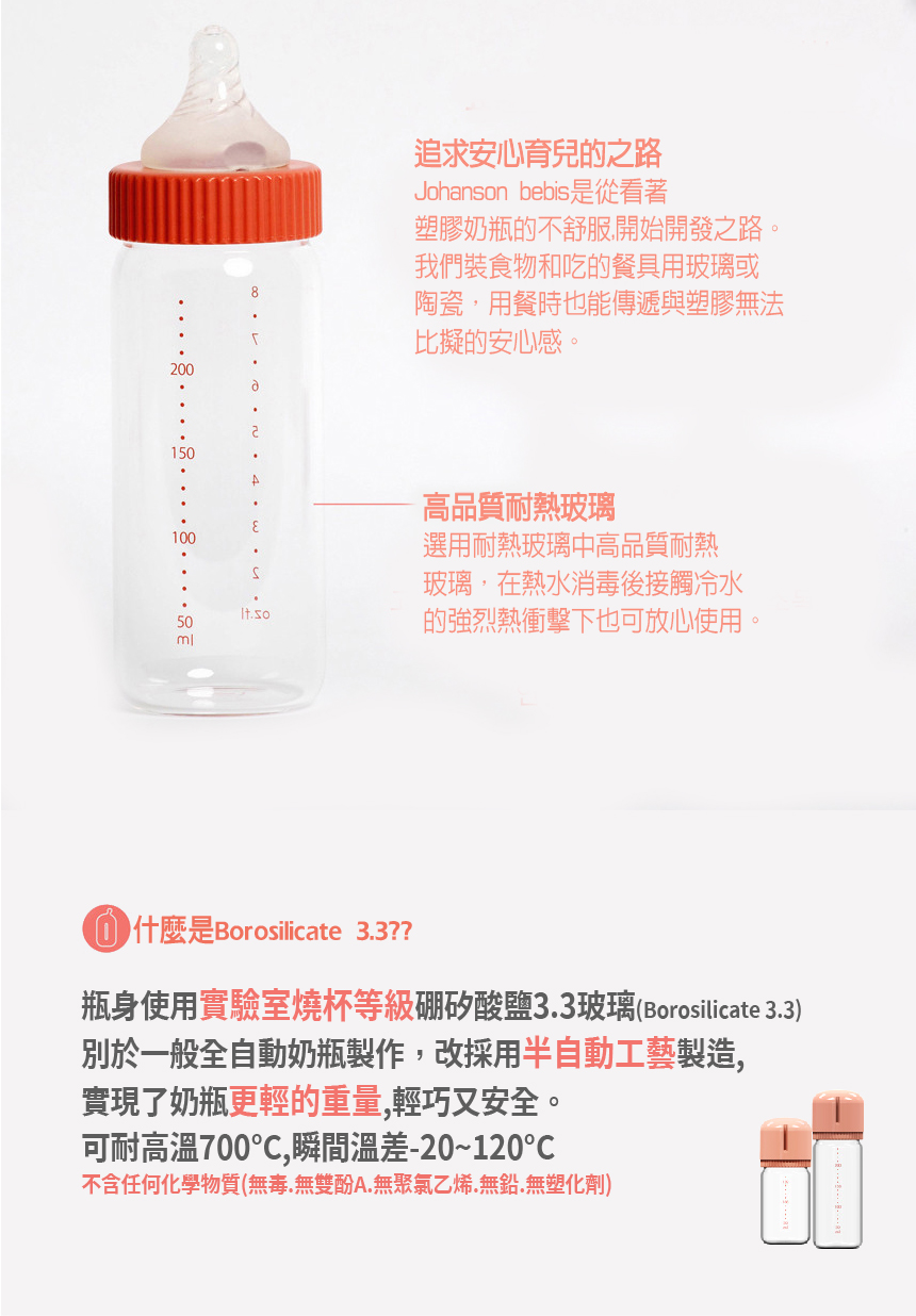 瓶身使用實驗室燒杯等級硼矽酸鹽3.3玻璃Borosilicate 3.3