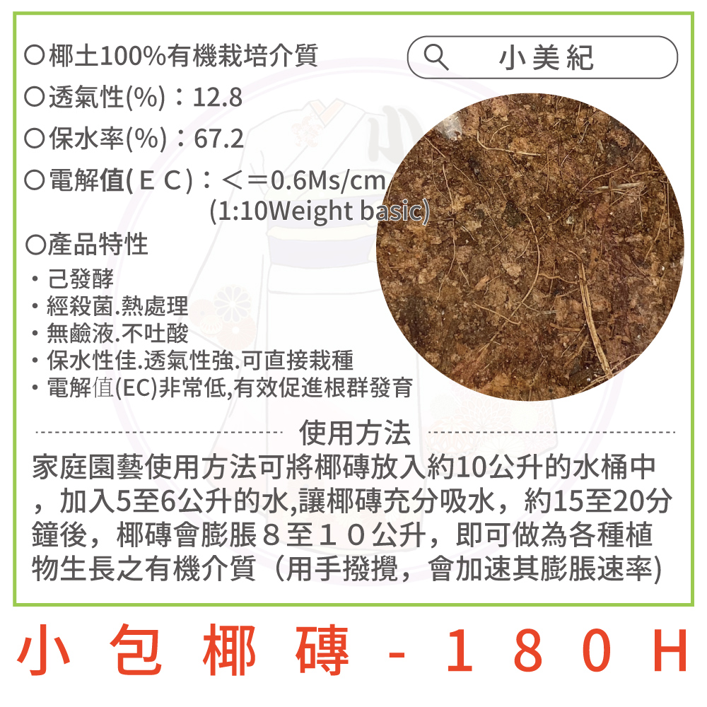 ,加入5至6公升的水,讓椰磚充分吸水,約15至20分