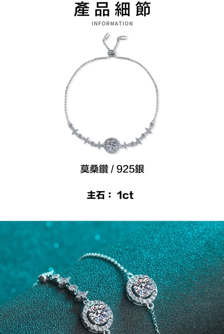 產品細節 莫桑鑽  925銀 主石1ct 