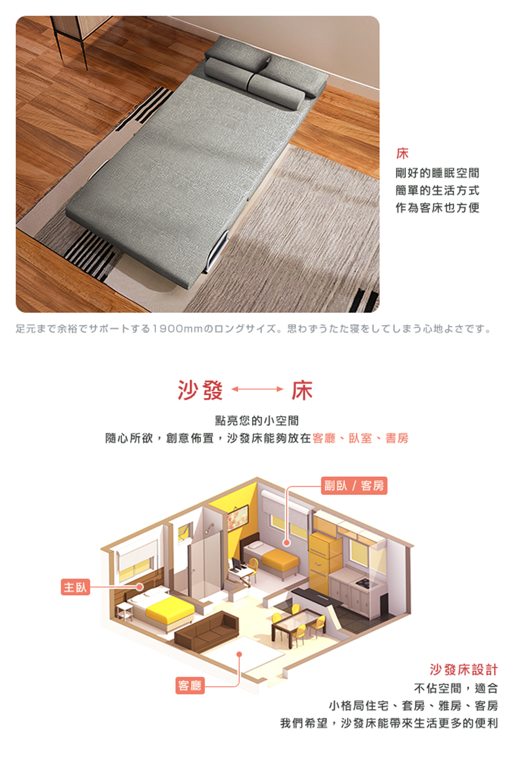 隨心所欲,創意佈置,沙發床能夠放在客廳、臥室、書房