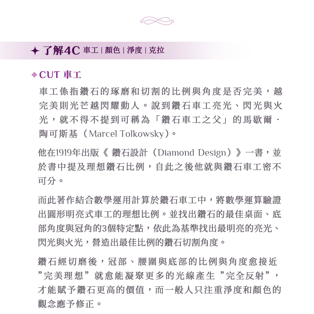他在1919年出版 鑽石設計Diamond Design一書,並