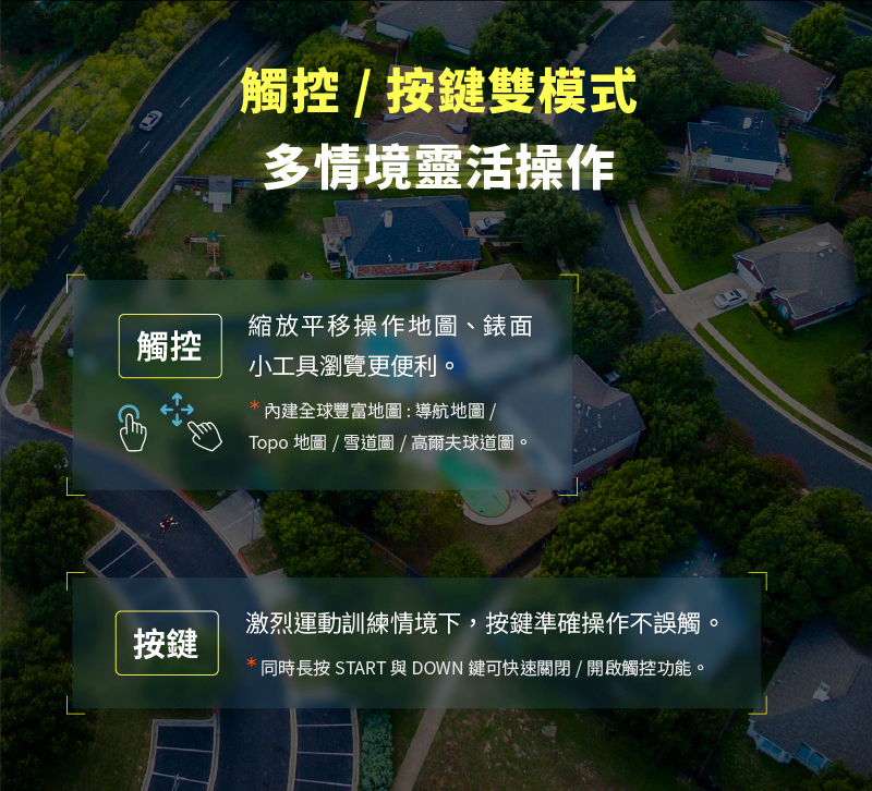 同時長按 START 與 DOWN 鍵可快速關閉開啟觸控功能。