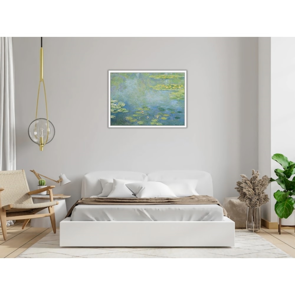 睡蓮》莫內Monet．印象派畫家世界名畫經典名畫風景油畫-白框40x60CM