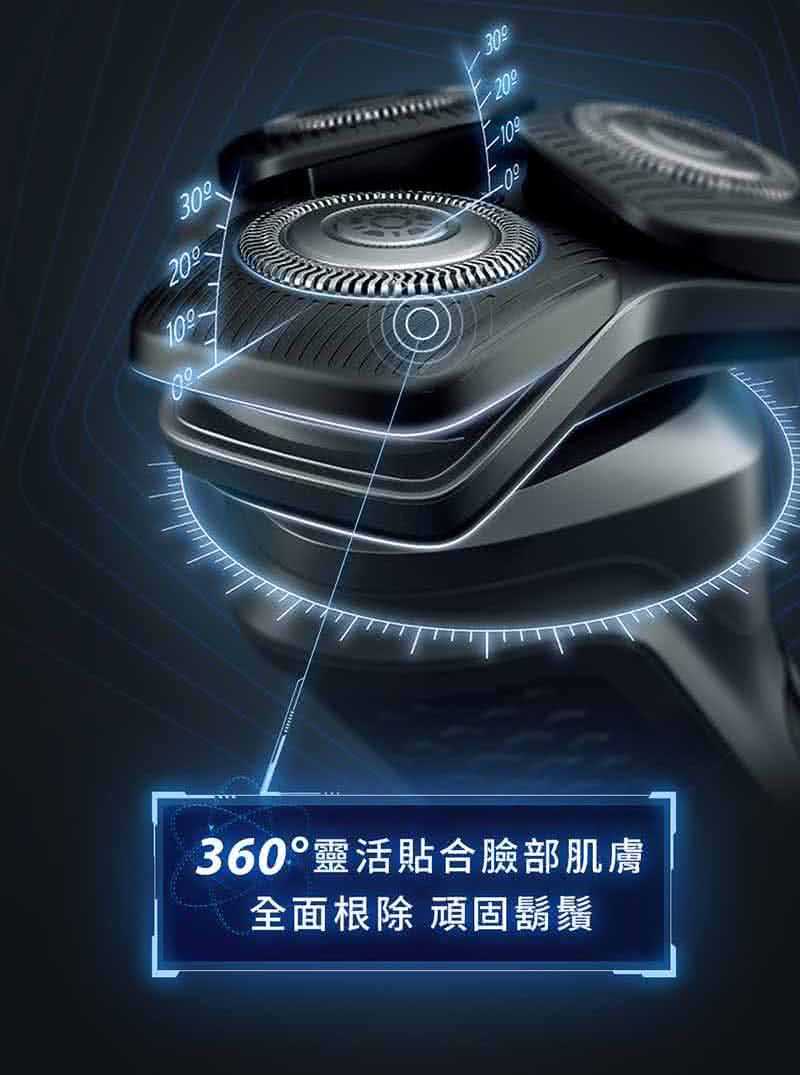 360靈活貼合臉部肌膚 全面根除 頑固鬍鬚 