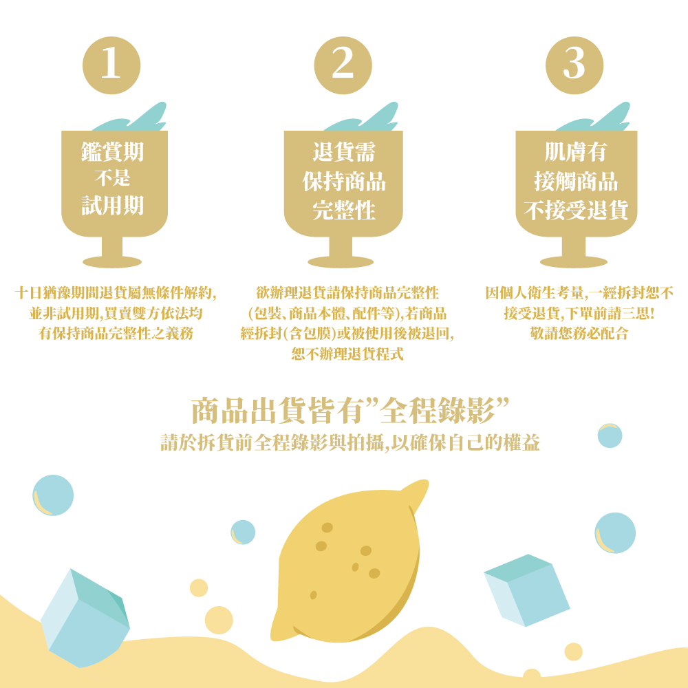 請於拆貨前全程錄影與拍攝,以確保自己的權益