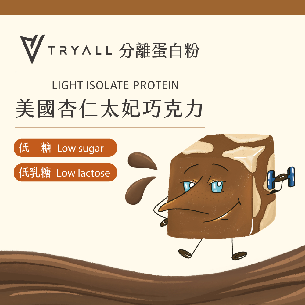 V TRY ALL 分離蛋白粉 美國杏仁太妃巧克力 低糖 Low sugar 低乳糖 Low lactose 