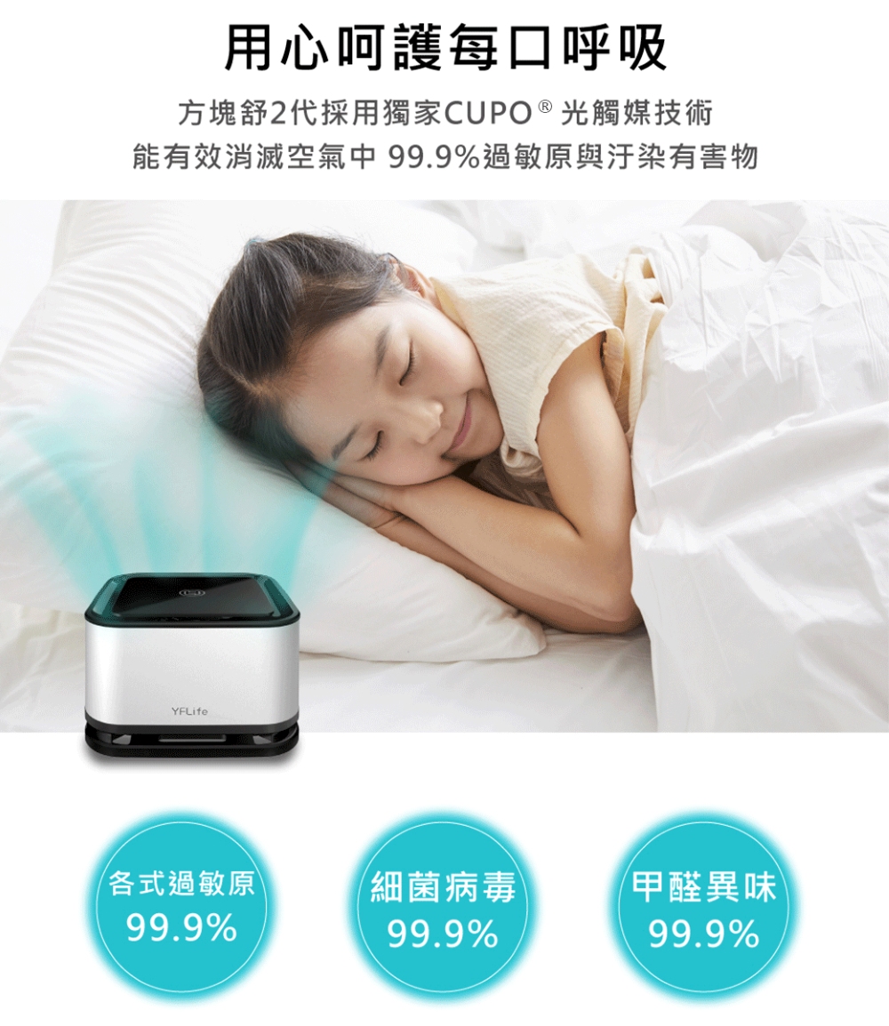 能有效消滅空氣中 99.9%過敏原與汙染有害物