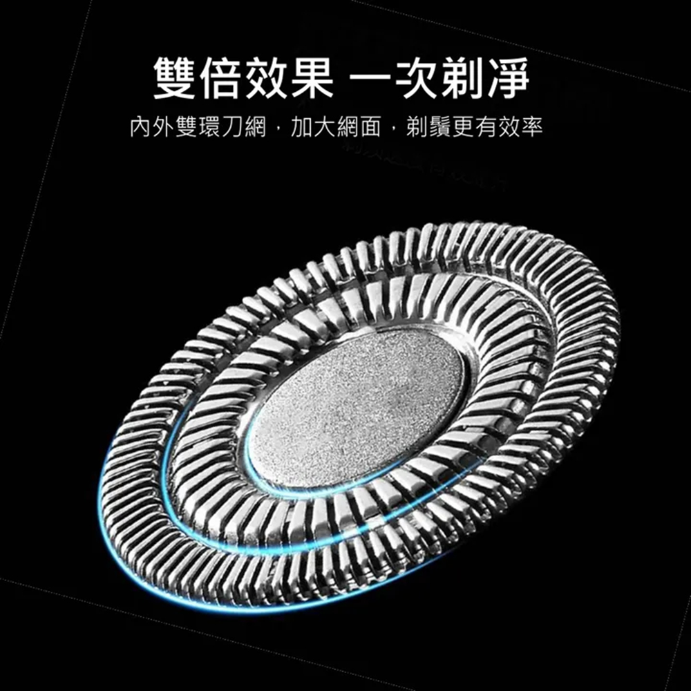 雙倍效果 一次剃凈 內外雙環刀網,加大網面,剃鬚更有效率 
