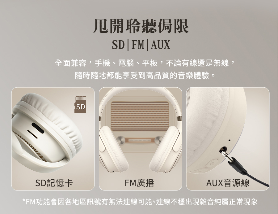 FM功能會因各地區訊號有無法連線可能、連線不穩出現雜音純屬正常現象