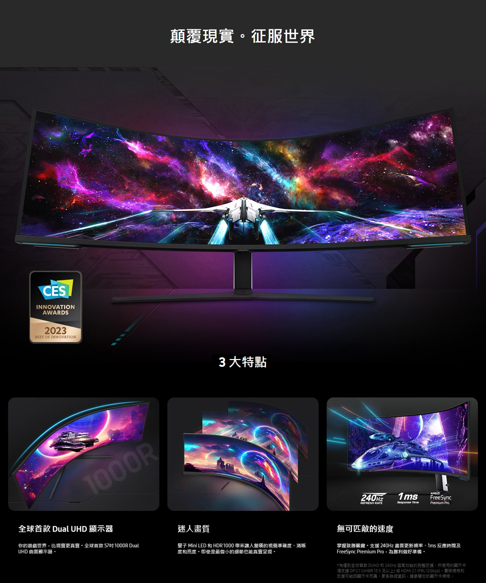 須支援 DP 2.1 UHBR 13.5 及以上或HDMI 2.1 FRL12Gbps,賣關規格和