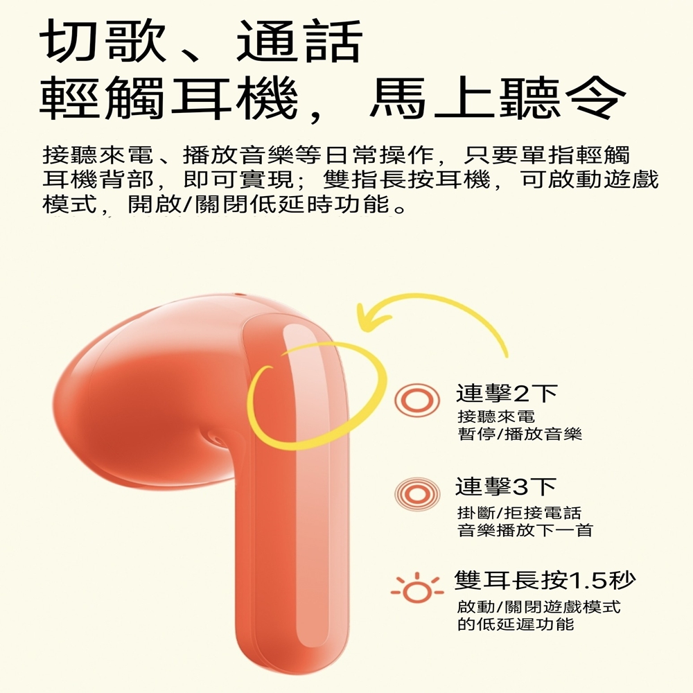 接聽來電、播放音樂等日常操作,只要單指輕觸