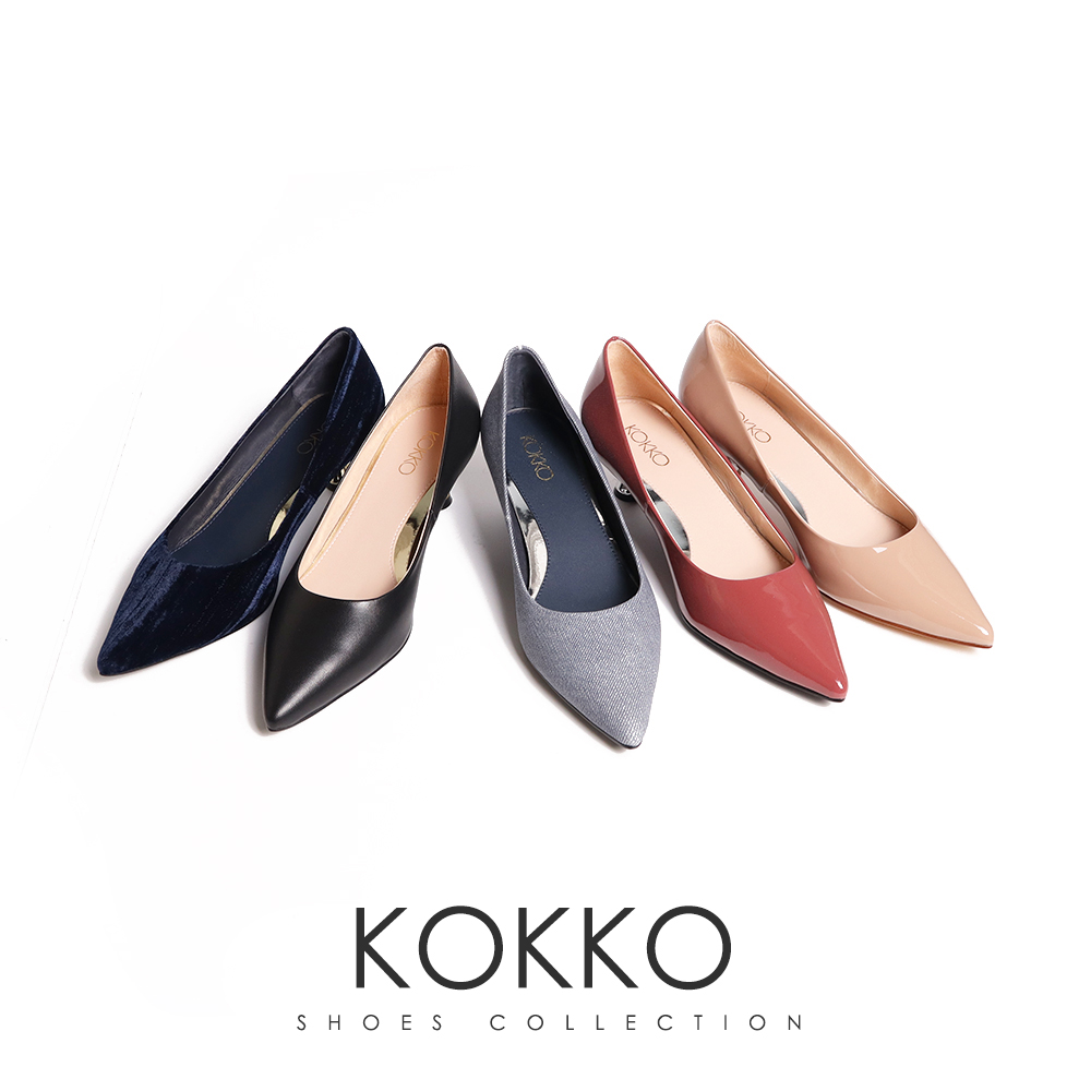 KOKKO 集團 簡約大方綿羊皮尖頭低跟包鞋(黑色)好評推薦