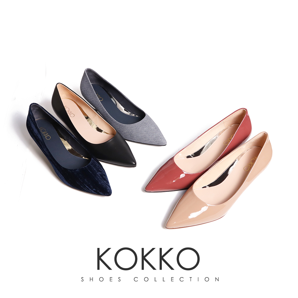 KOKKO 集團 簡約大方綿羊皮尖頭低跟包鞋(黑色)好評推薦