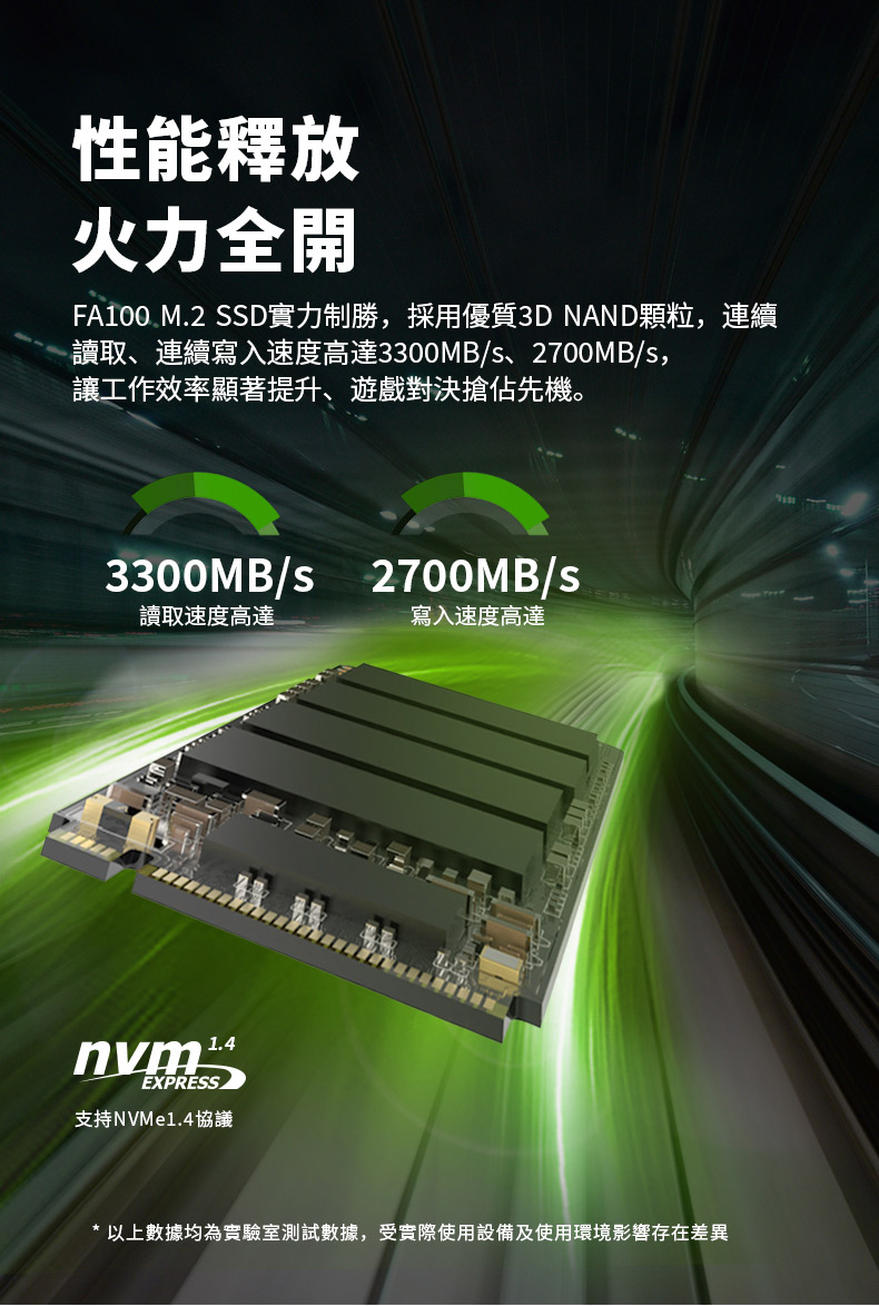FAIO0.M.2 SSD實力制勝,採用優質3D NAND顆粒,連續
