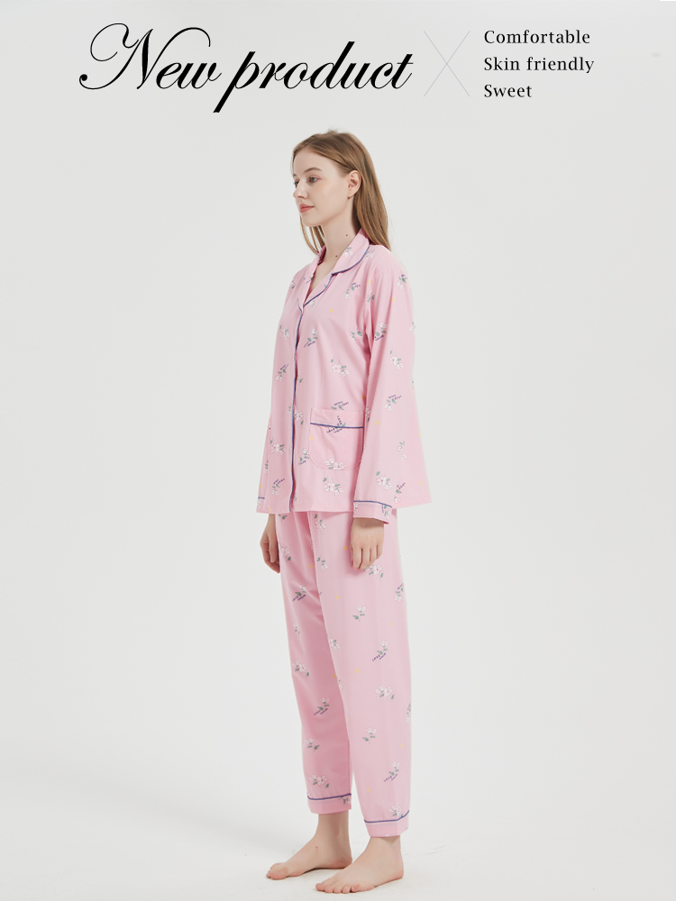蕾妮塔塔 櫻花園 針織棉長袖兩件式睡衣(R27207兩色可選
