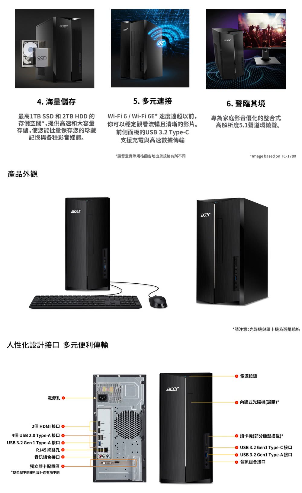 Acer 宏碁 i5十核電腦(TC-1780/i5-1340
