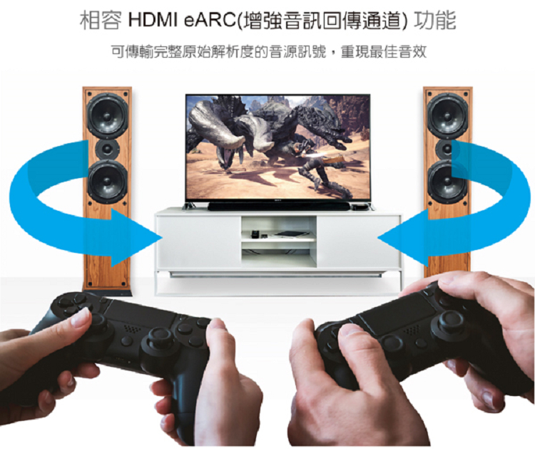 相容 HDMI ARC增強音訊回傳通道 功能 可傳輸完整原始解析度的音源訊號,重現最佳音效 