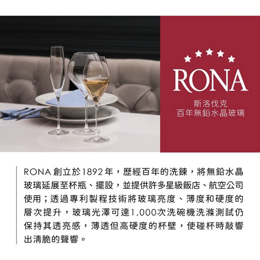 RONA 創立於1892年,歷經百年的洗鍊,將無鉛水晶