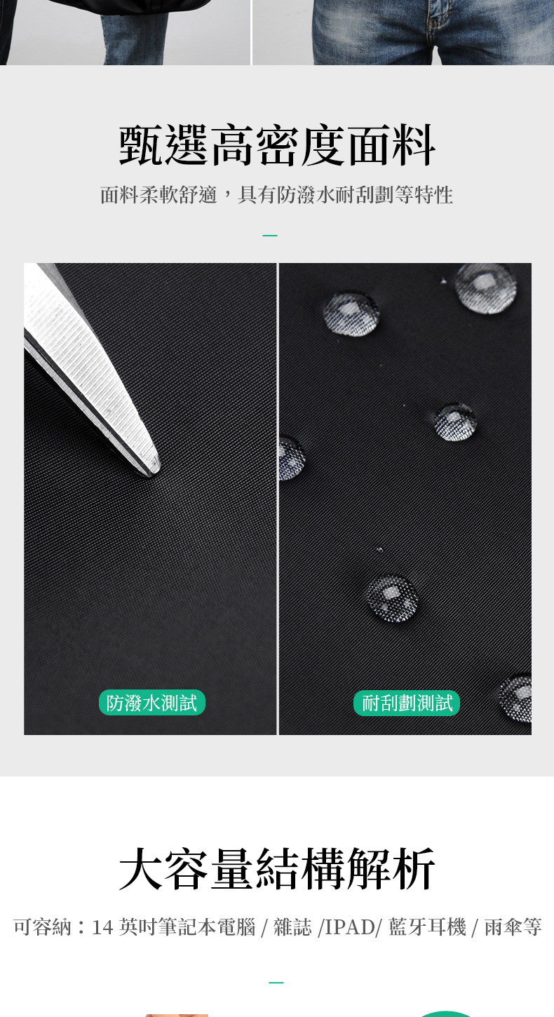 可容納14 英吋筆記本電腦  雜誌 IPAD 藍牙耳機  雨傘等