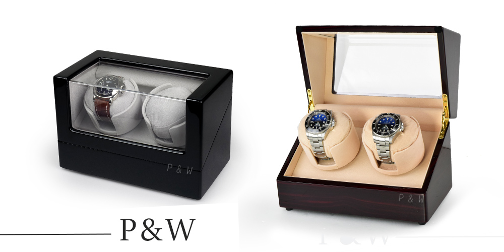 P&W 手錶自動上鍊盒 2支裝 四種模式 鋼琴烤漆 內飾絨布