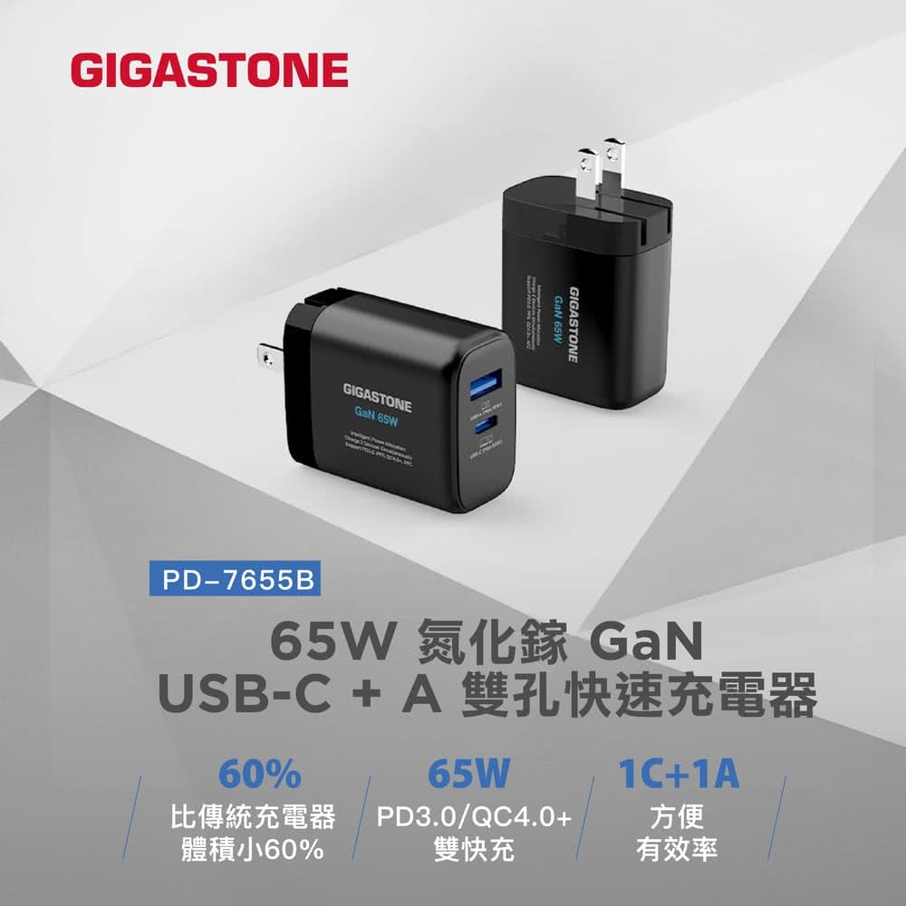 Gigastone 立達 GaN 65W氮化鎵Type-C雙