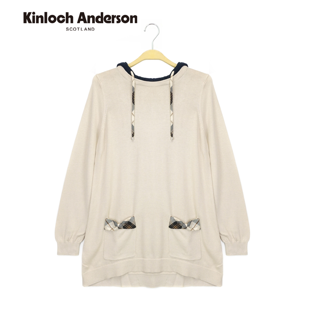 Kinloch Anderson 素面蝴蝶結口袋長版連帽針織