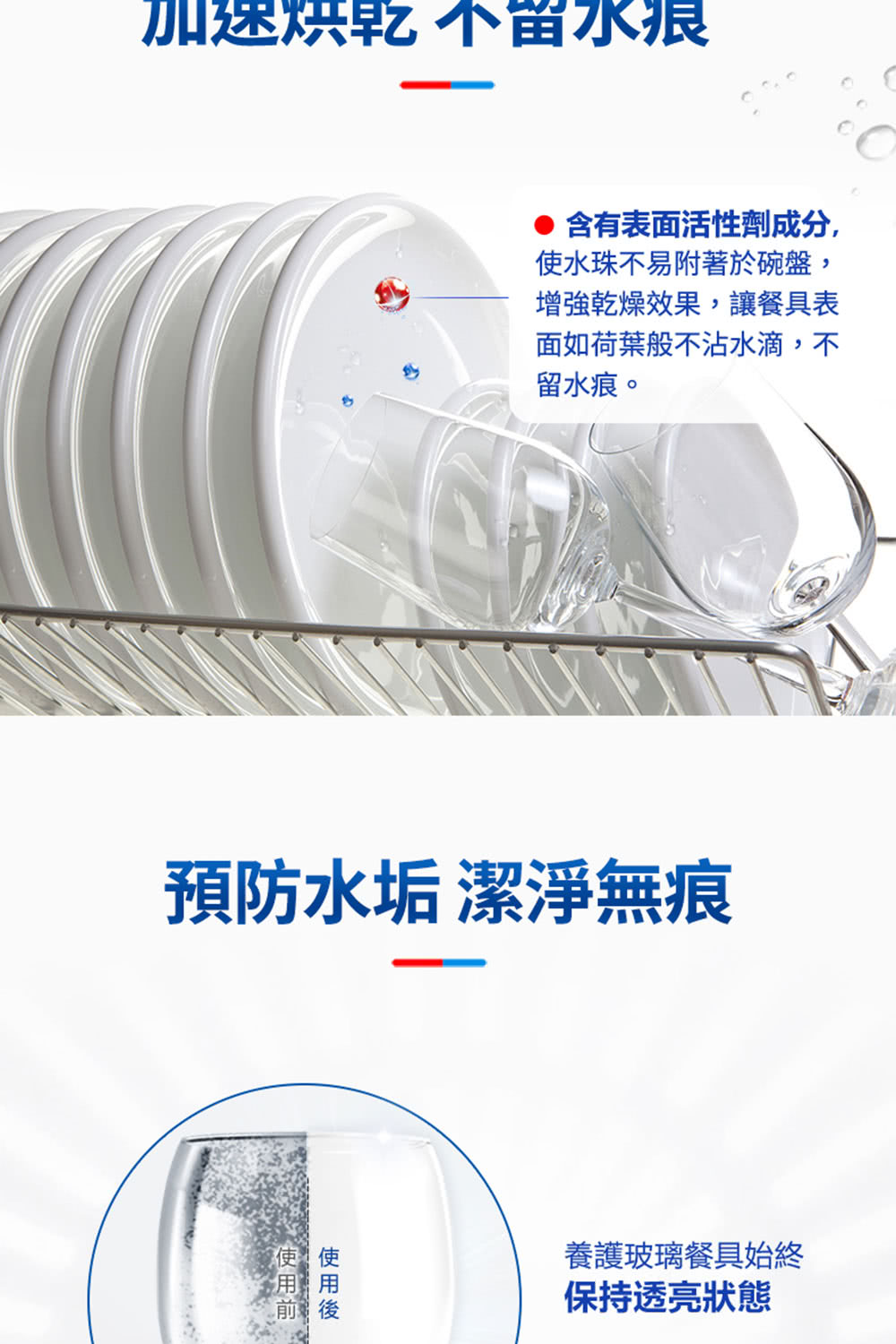 使水珠不易附著於碗盤,