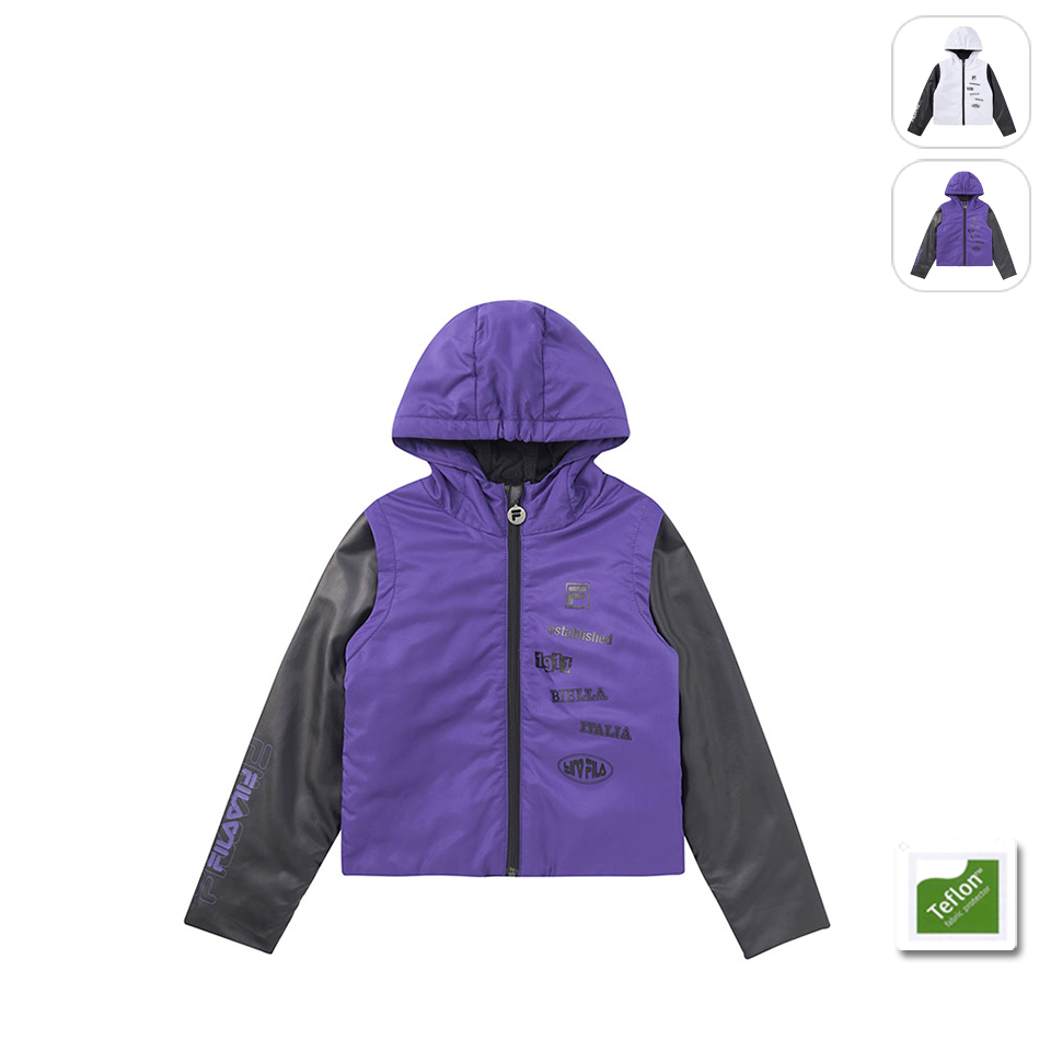 FILA官方直營 KIDS 童裝 女童超潑水保暖舖棉外套-紫