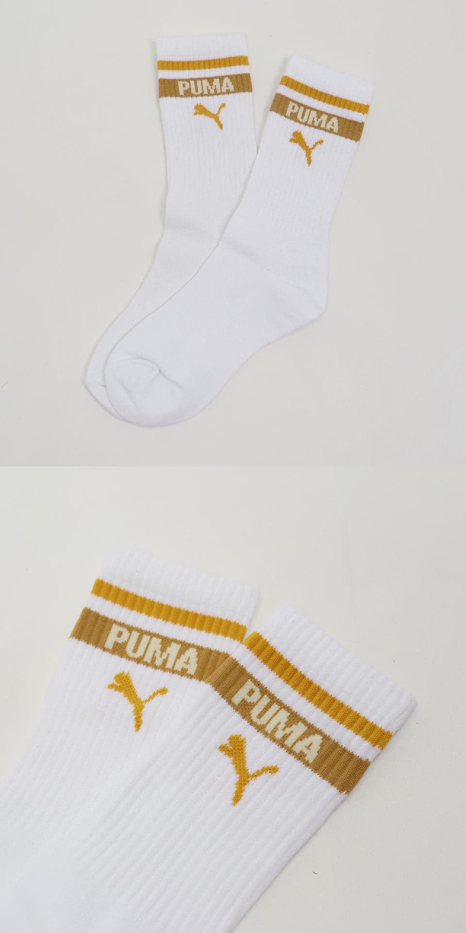PUMA 襪子 Fashion Crew Socks 白 黃