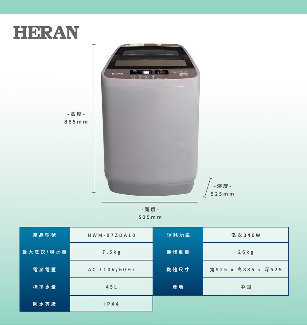 HERAN禾聯 HWM-07ZDA10 - 詳情7