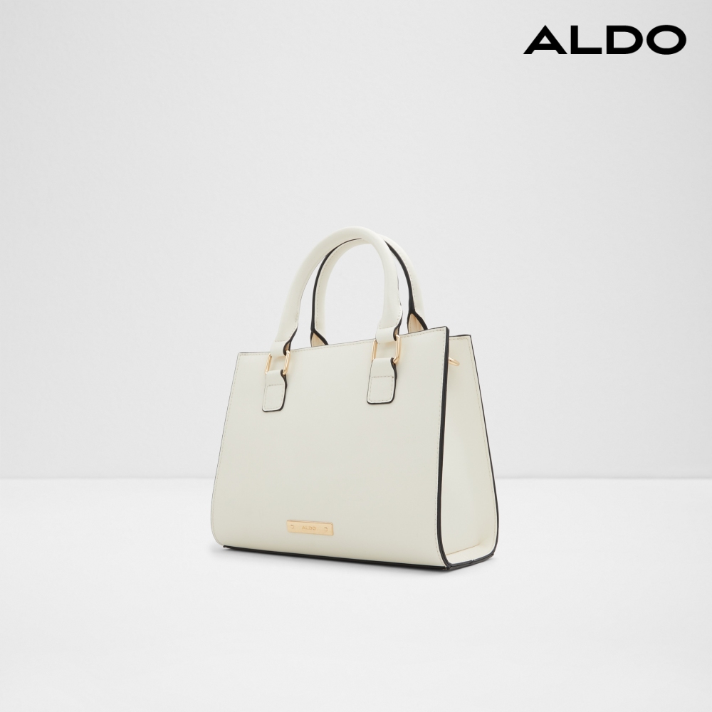 ALDO LAERIN-時尚素面方形鎖頭手提包(白色)品牌優