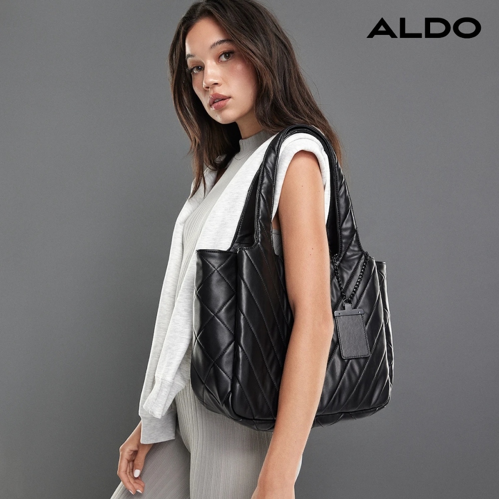 ALDO MUSE-時尚V紋理肩背托特包(黑色)折扣推薦
