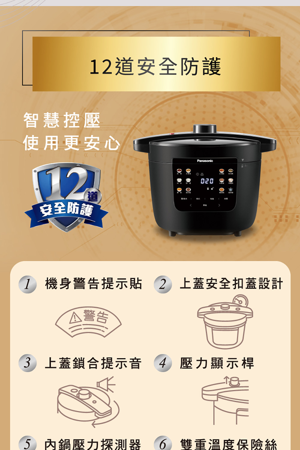l 機身警告提示貼 2 上蓋安全扣蓋設計