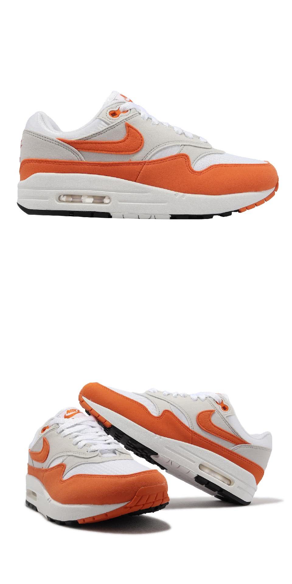 NIKE 耐吉休閒鞋Wmns Air Max 1 女鞋男鞋橘米白氣墊Safety Orange