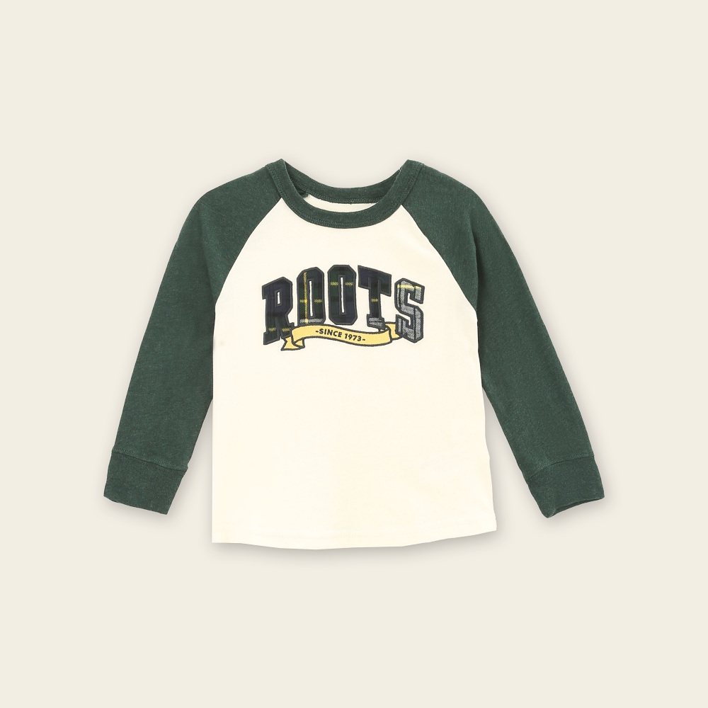 Roots Roots小童-經典小木屋系列 刺繡貼布長袖T恤