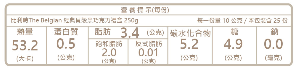 比利時The Belgian 經典貝殼黑巧克力禮盒 250g
