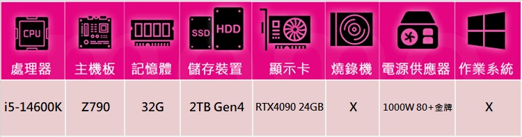 華碩平台 i5十四核GeForce RTX 4090{天威冥