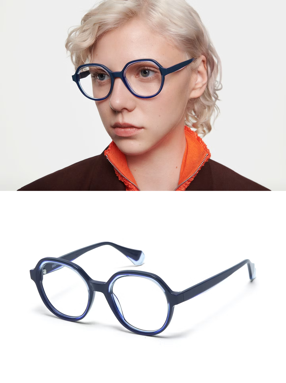 GIGI Studios 歐美俏皮內圈透明造型粗圓框光學眼鏡