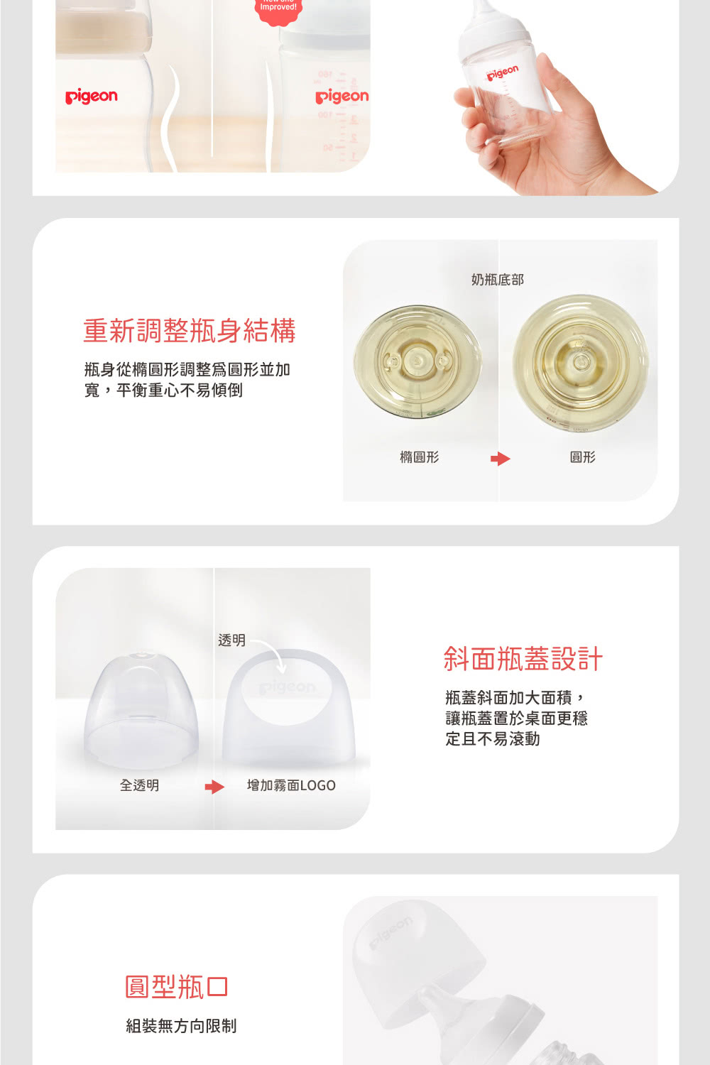 瓶身從橢圓形調整爲圓形並加