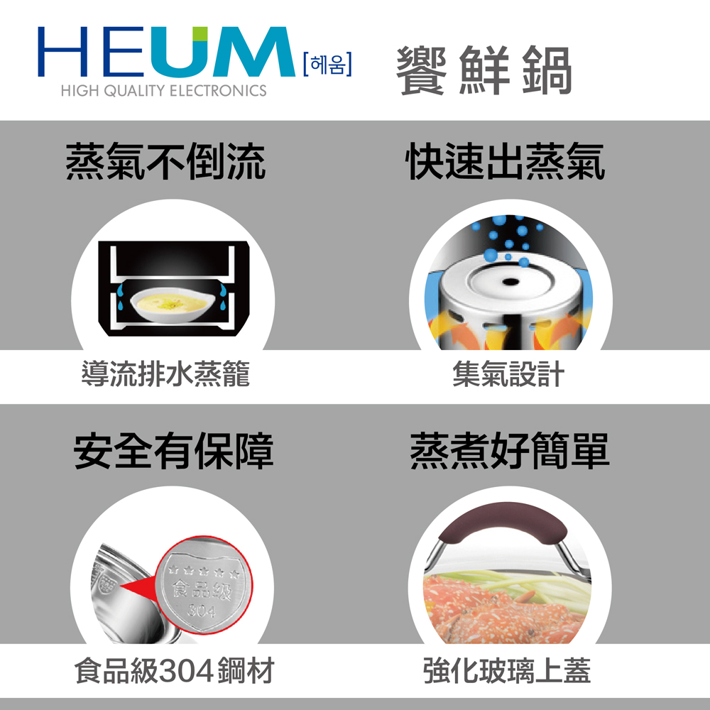 HEUM 韓國HEUM 三層饗鮮多功能電蒸火鍋(HU-RK1