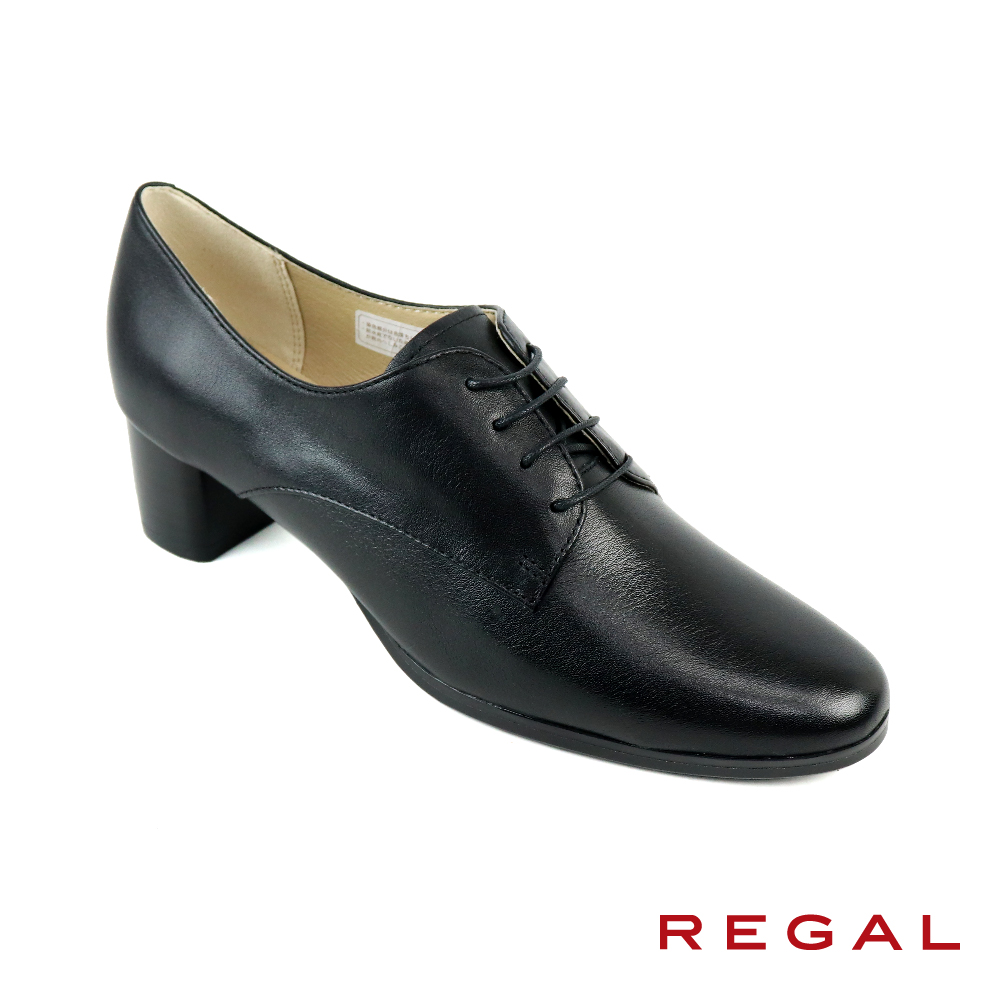 REGAL 日本原廠真皮粗跟德比鞋 黑色(F17N-BL)品