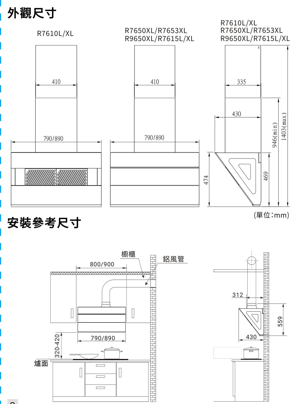 SAKURA 櫻花90CM近吸式大風機增壓磁吸油網除油煙機( R7615XL)限北北基