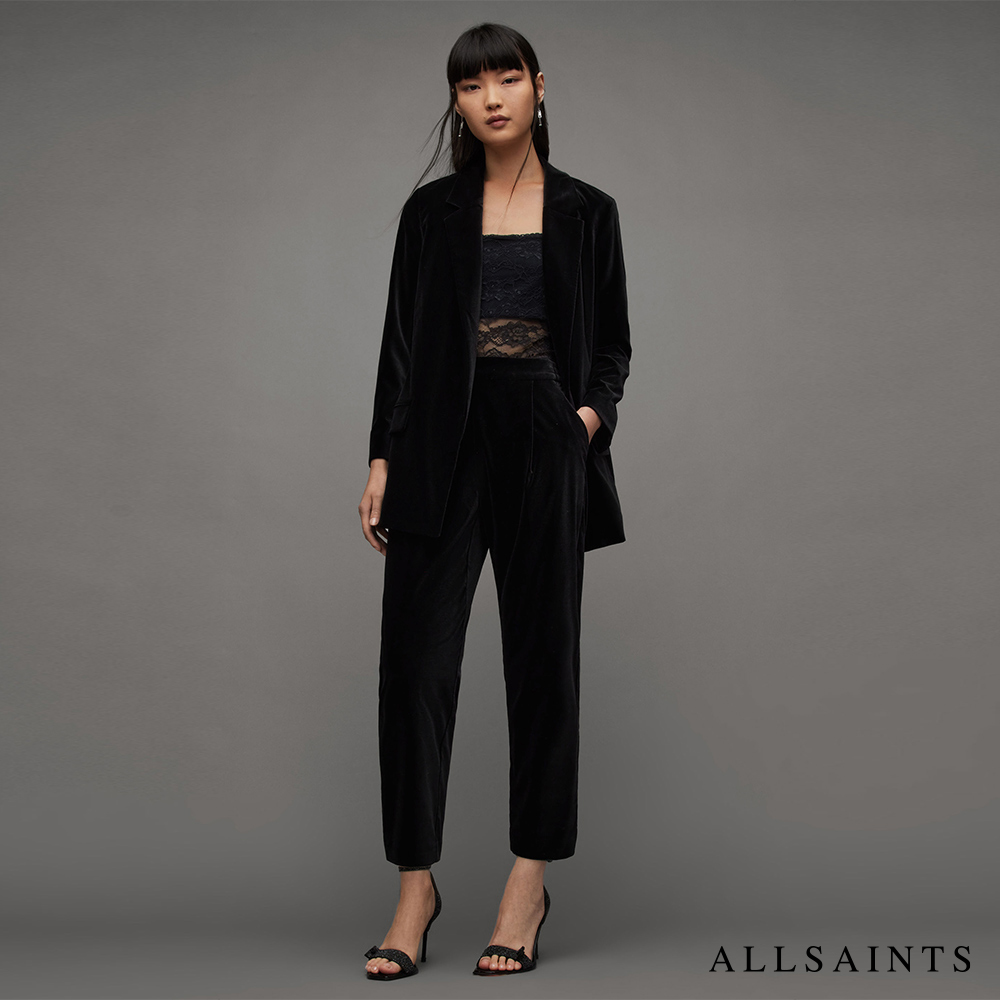 ALLSAINTS ALEIDA 天鵝絨中腰西裝長褲Blac