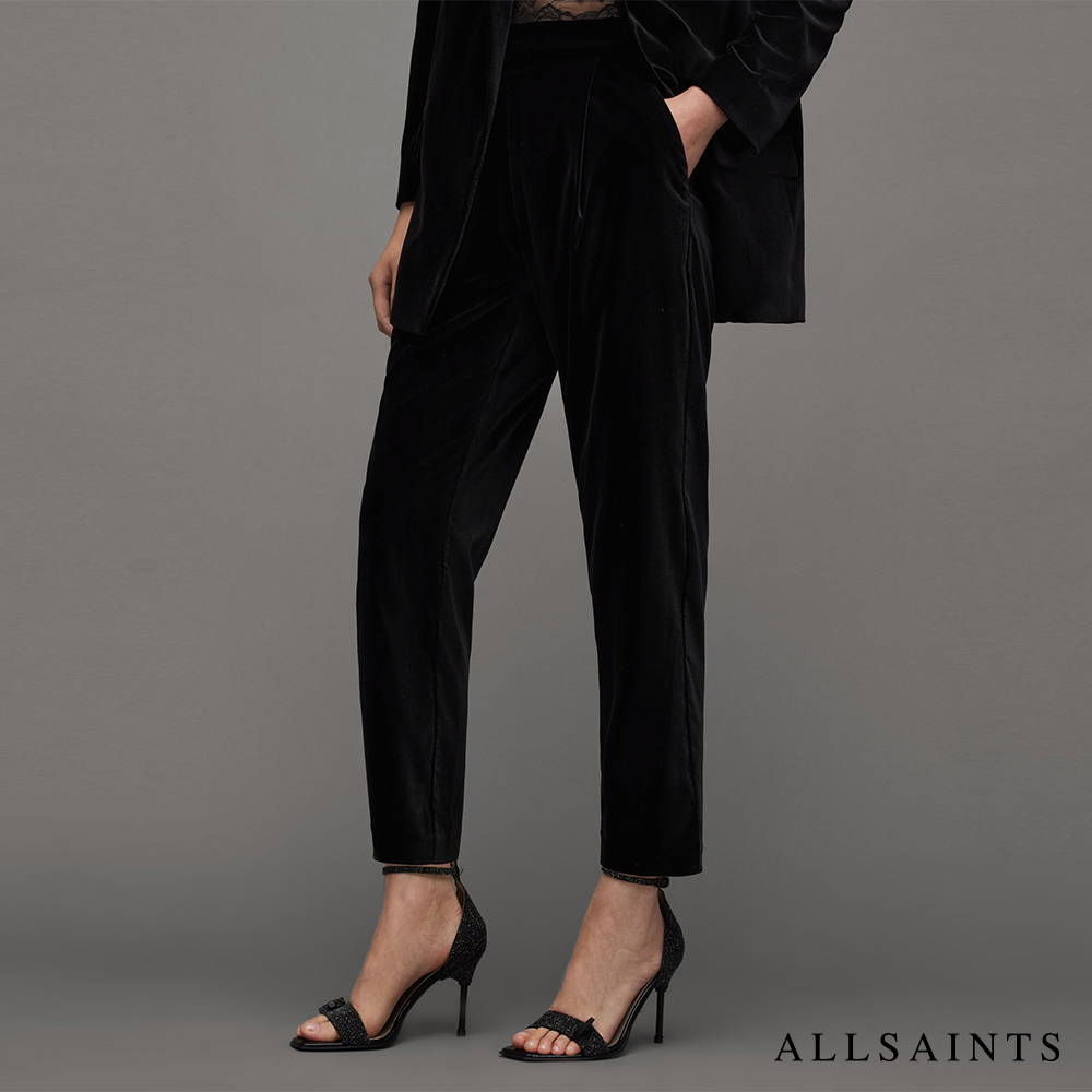 ALLSAINTS ALEIDA 天鵝絨中腰西裝長褲Blac