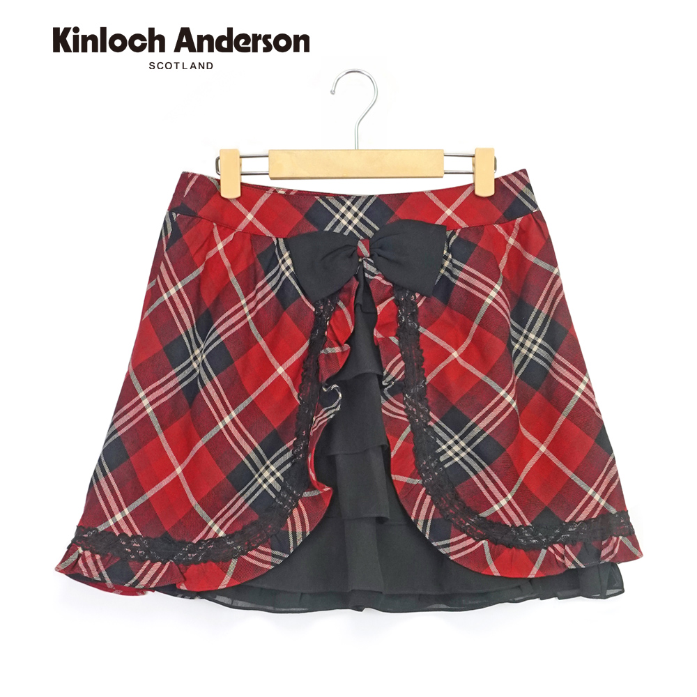 Kinloch Anderson 拼接蝴蝶結雪紡荷葉短裙 金