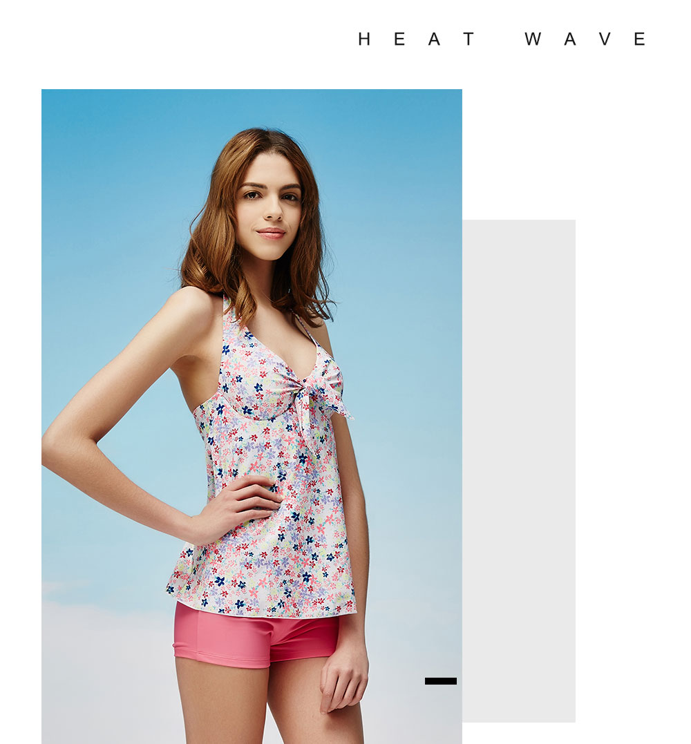 Heatwave 熱浪 兩截式泳衣女遮肚顯瘦兩件式印花泳衣聚