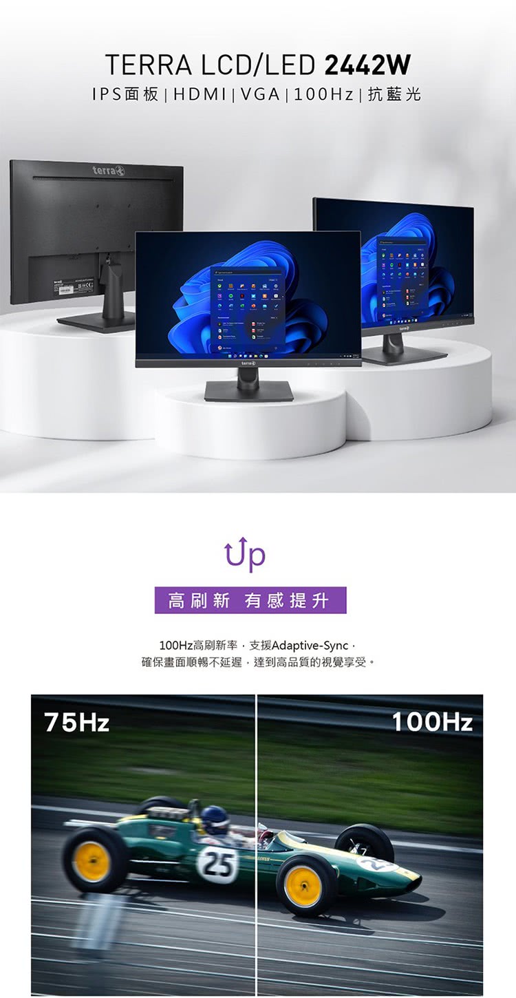 TERRA 2442W 24型 IPS 不閃屏螢幕 有喇叭折