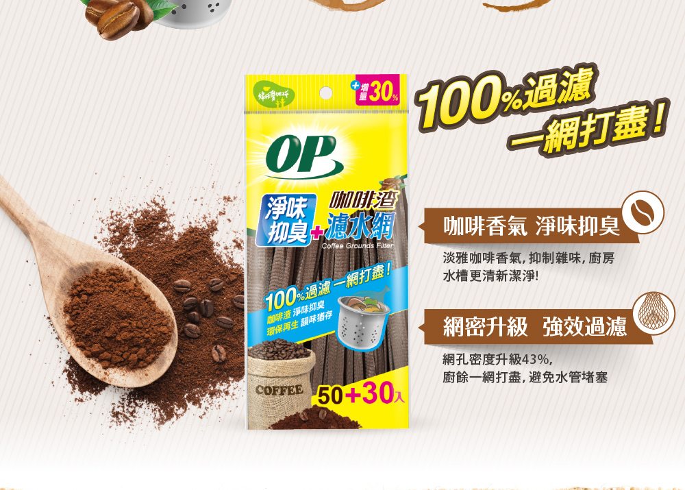 OP 咖啡渣淨味濾水網(80入x12包)折扣推薦
