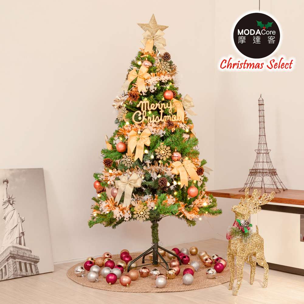 摩達客 5尺/5呎-150cm豪華型裝飾綠色聖誕樹-全套飾品