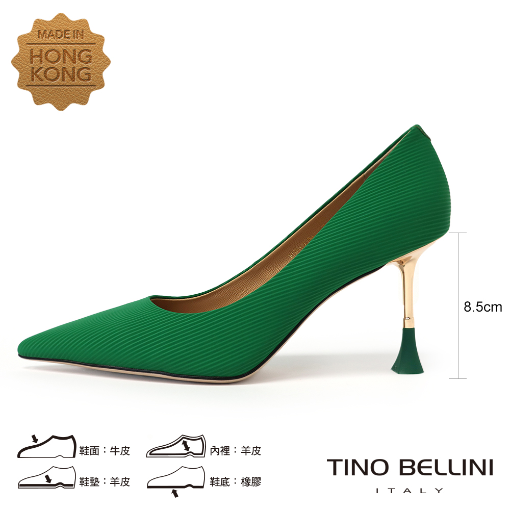 TINO BELLINI 貝里尼 尖頭素面異材質拼接高跟鞋F